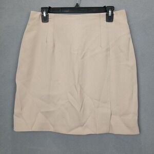 Devon Petites Pencil Skirt Womens 12 Beige Back Zip Career Business Professional